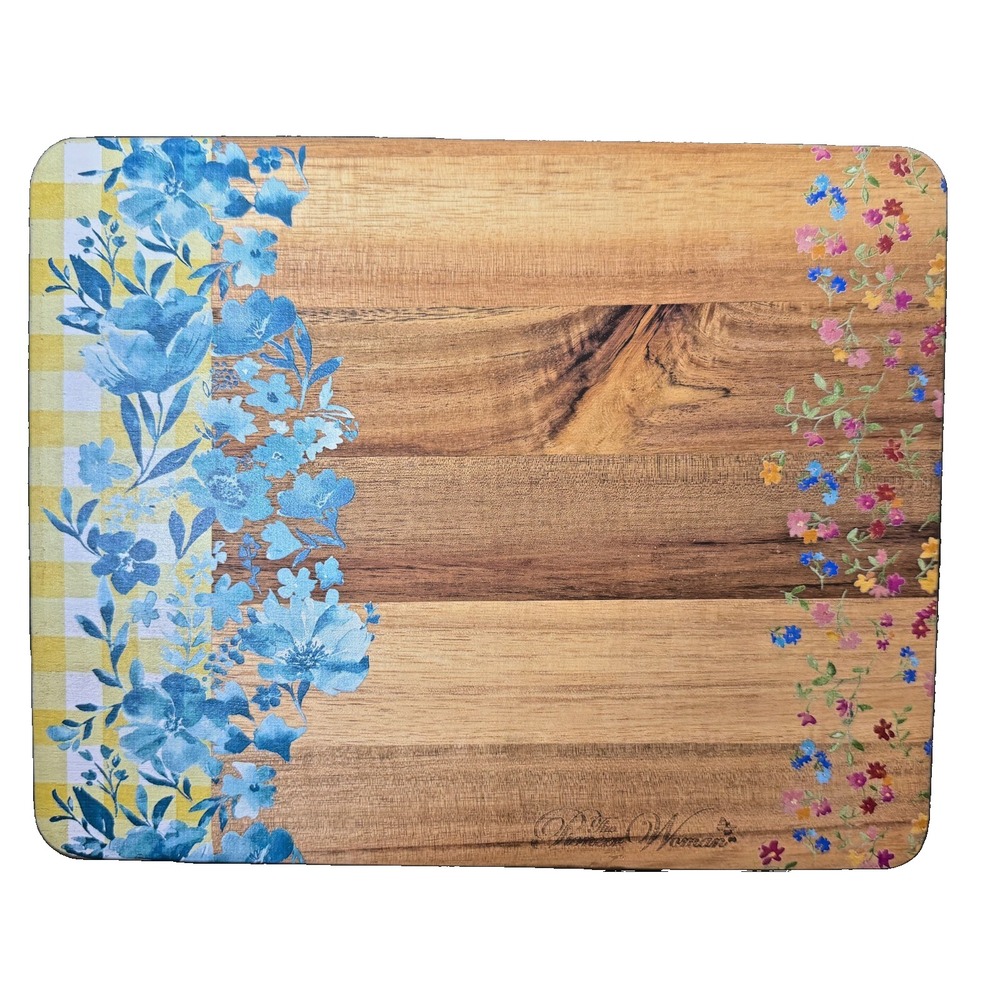 The Pioneer Woman Patchwork Medley Acacia Cutting Board 8"x10" Blue Multi Floral